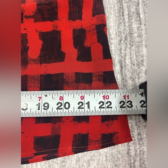 Lafayette 148 Womens 100% Silk Print Tunic Shirt Size S Red Black Short Sleeve - Picture 8 of 11